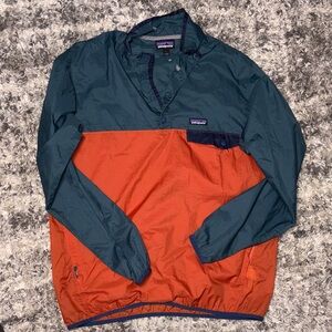 Patagonia Two-Tone Pullover Windbreaker - Teal Green & Rust Orange
